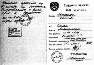 Выдан вкладыш запись в трудовой книжке