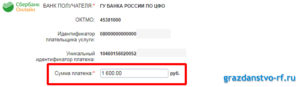 Как платить госпошлину рвп в сбербанке