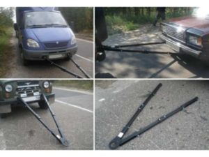 Буксировка легкового автомобиля на жесткой сцепке без водителя