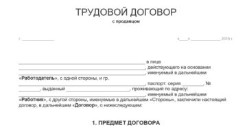Трудовой договор с продавцами продуктового магазина