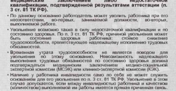 Порядок увольнения в связи с несоответствием занимаемой должности