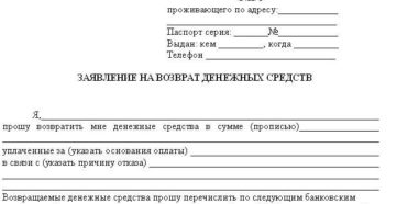 Заявление на возврат денежных средств за товар если вышел срок