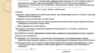 Заявление на обработку персональных данных от директора